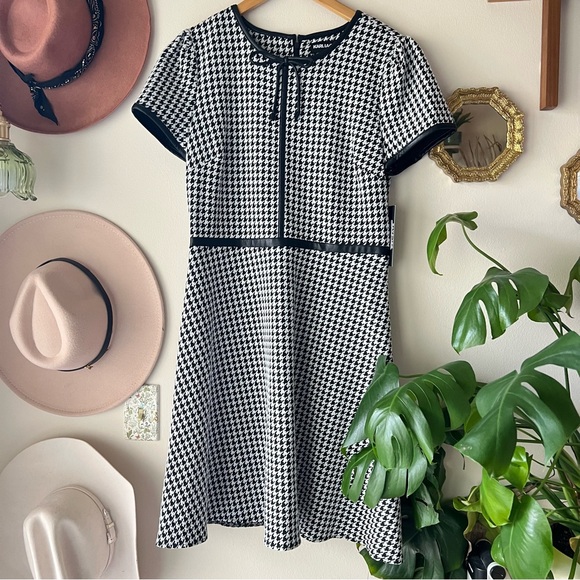 KARL LAGERFELD PARIS Houndstooth Bow‎ Neck Mini Dress Women’s SIZE 10 new